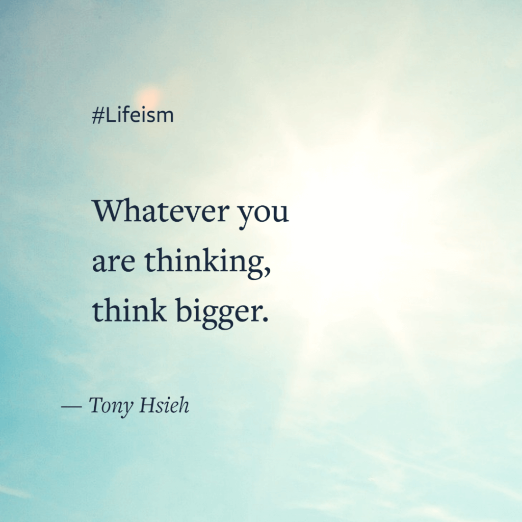 Tony Hsieh Quote on thinking bigger - Lifeism