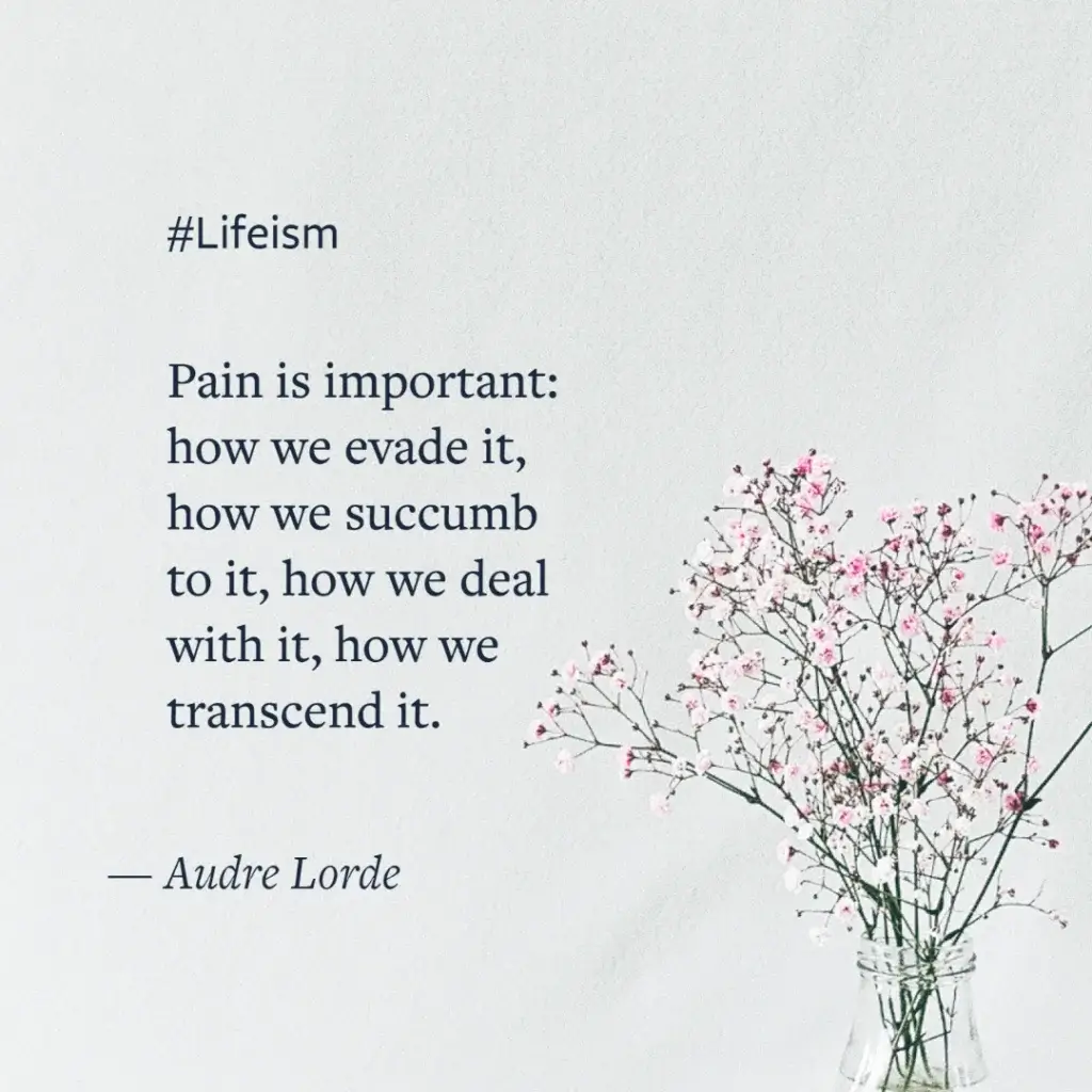 Audre Lorde Quote on importance of pain - Lifiesm