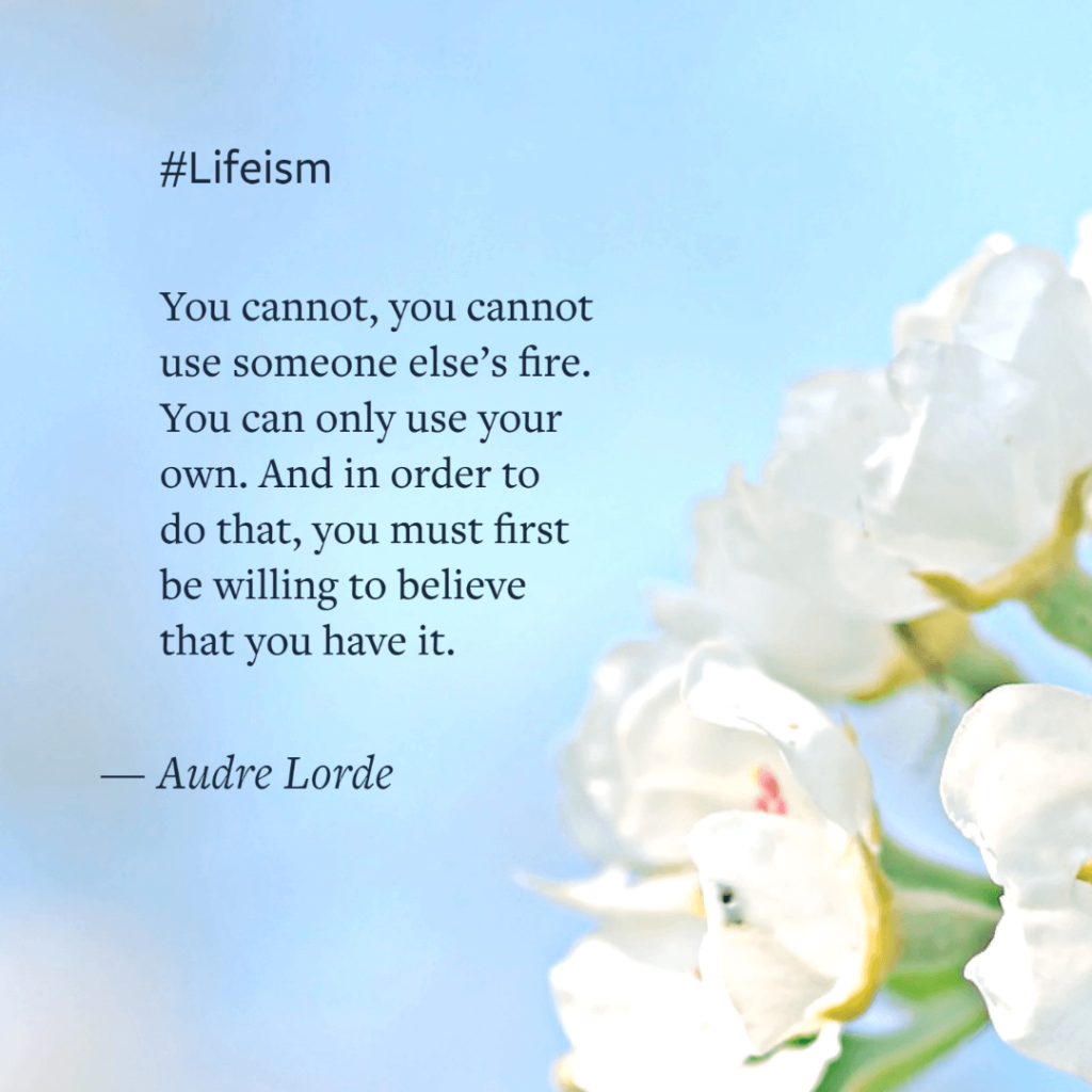 Audre Lorde Quote on using someone elses fire - Lifeism
