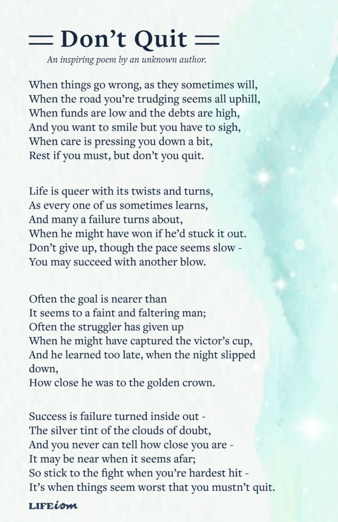 Don T Quit An Inspiring Poem